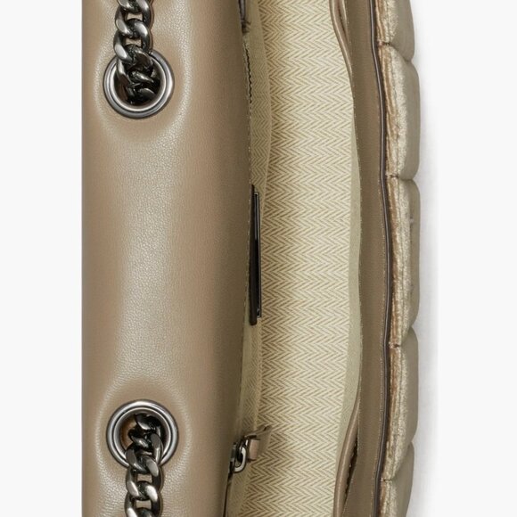 TORY BURCH Small Kira Velvet Pave Logo Quilted Crossbody Bag -Taupe - New w/Tags - Picture 5 of 5